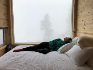 Emily Althaus Instagram - Your step dad just needed some space. And @getawayhouse came thru. 🙏🏼🙏🏼🙏🏼 I socially distanced myself into the mist and CAN NOT RECOMMEND IT ENOUGH. My card game skills are not to be trifled with, your bourbon isn’t safe around me, ALSO, I can build a fire. Felt like boy scouts all over again... with less people, so way more fun! 10/10 would recommend. #getawayhouse #quarantine #mist #StepPep 🔥🥃