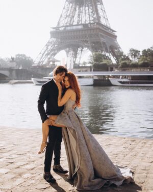 Emily Ashby Instagram - City of Love♥️ with my Babe for all Eternia. 

Thank you so much to @litvinjulia.photo for this dreamy shoot!! 
Dress & Suit Designed by the incredible @tommasocardullo 
#paris #parisfrance #parisvibes #parisphoto #parisphotography #cityoflove