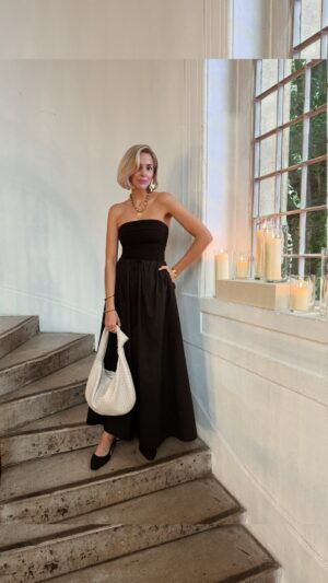 Emily Tierney Instagram - The theme was black & gold 🖤✨ The rain - because of course it rained- thankfully didn’t do too much damage to my bouncy blow dry 💁🏼‍♀️ A gorgeous summer’s evening with @kerastase_official *P R invite. Outfit links in my bio