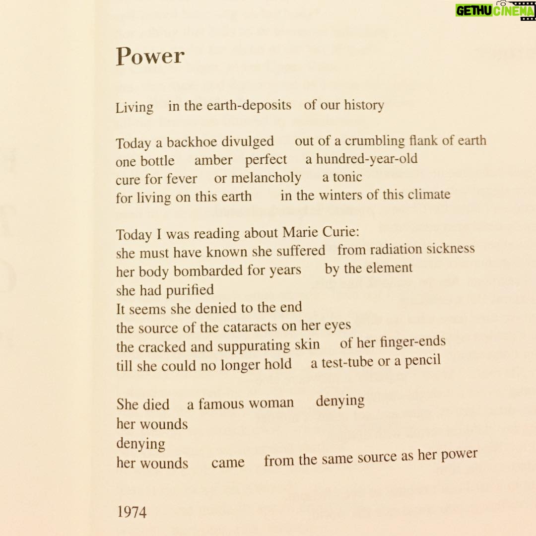 Emily Browning Instagram - Spending the storm indoors with Adrienne Rich. Good medicine.