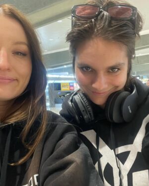 Emily Browning Instagram - I don’t like doing press unless it’s with these gals. I don’t like getting dressed unless @karlawelchstylist dresses me ✨✨✨
Many thanks to @phoebegold and @kellytappmakeup for making ma face good! 
(last slide is me waiting to do a phone interview and enjoying the hold music a lil too much) 
#classof07
