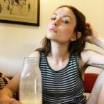 Emily Browning Instagram - Casual pose banana smoothie