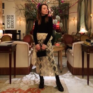 Emily Browning Instagram - Round Two: Me n all my mates in Paris... I think maybe I’m getting better at the earnest selfie/outfit picture thing... right? 
LOOK HOW SERIOUSLY I’M TAKING MYSELF PLEASE BE KIND TO ME! 💖💖💖 to the Paris Village: 
@karlawelchstylist @bobscott200 #sebastianlecorroller