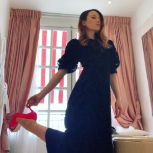 Emily Browning Instagram - Round Two: Me n all my mates in Paris... I think maybe I’m getting better at the earnest selfie/outfit picture thing... right? 
LOOK HOW SERIOUSLY I’M TAKING MYSELF PLEASE BE KIND TO ME! 💖💖💖 to the Paris Village: 
@karlawelchstylist @bobscott200 #sebastianlecorroller