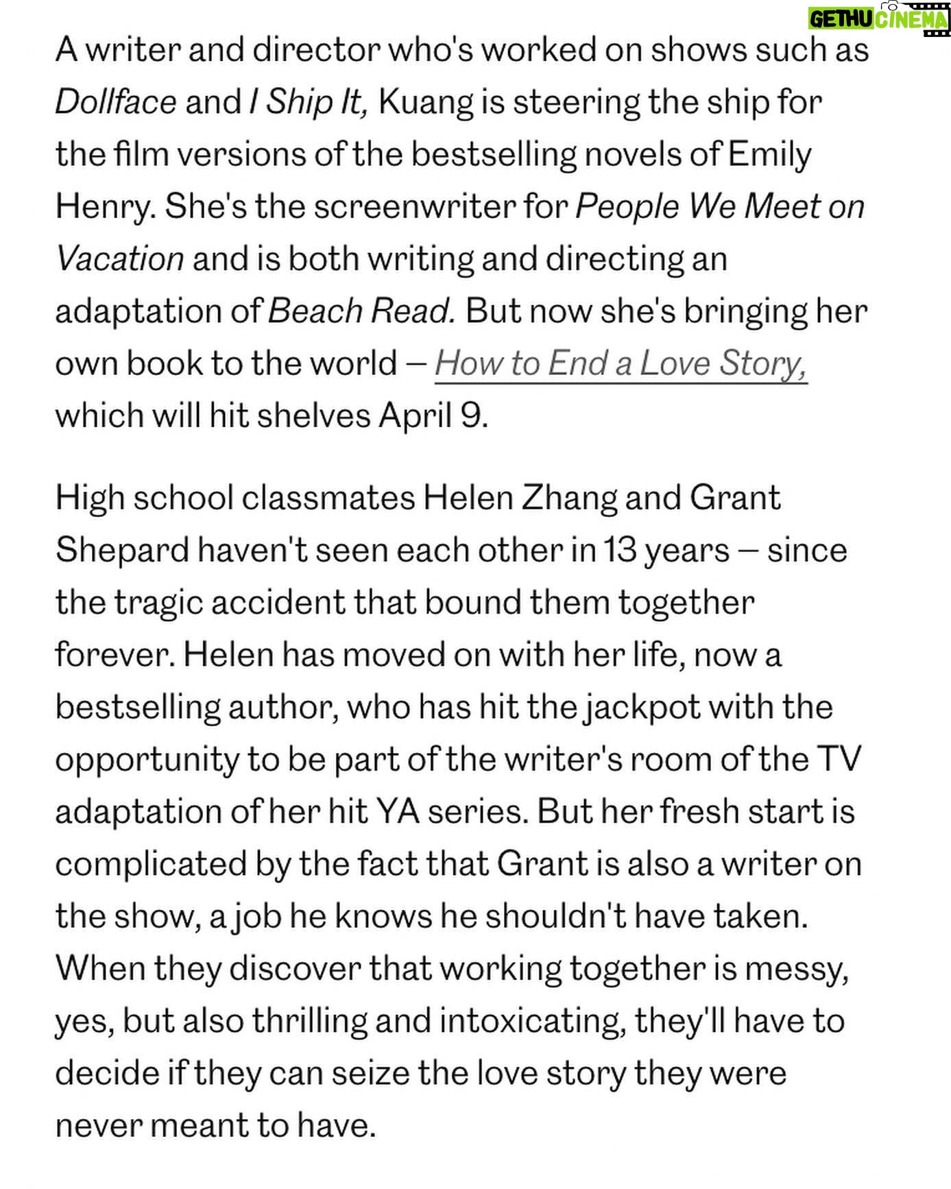 Emily Henry Instagram - Meet Helen and Grant. Full excerpt in @entertainmentweekly today 🕶️🍸