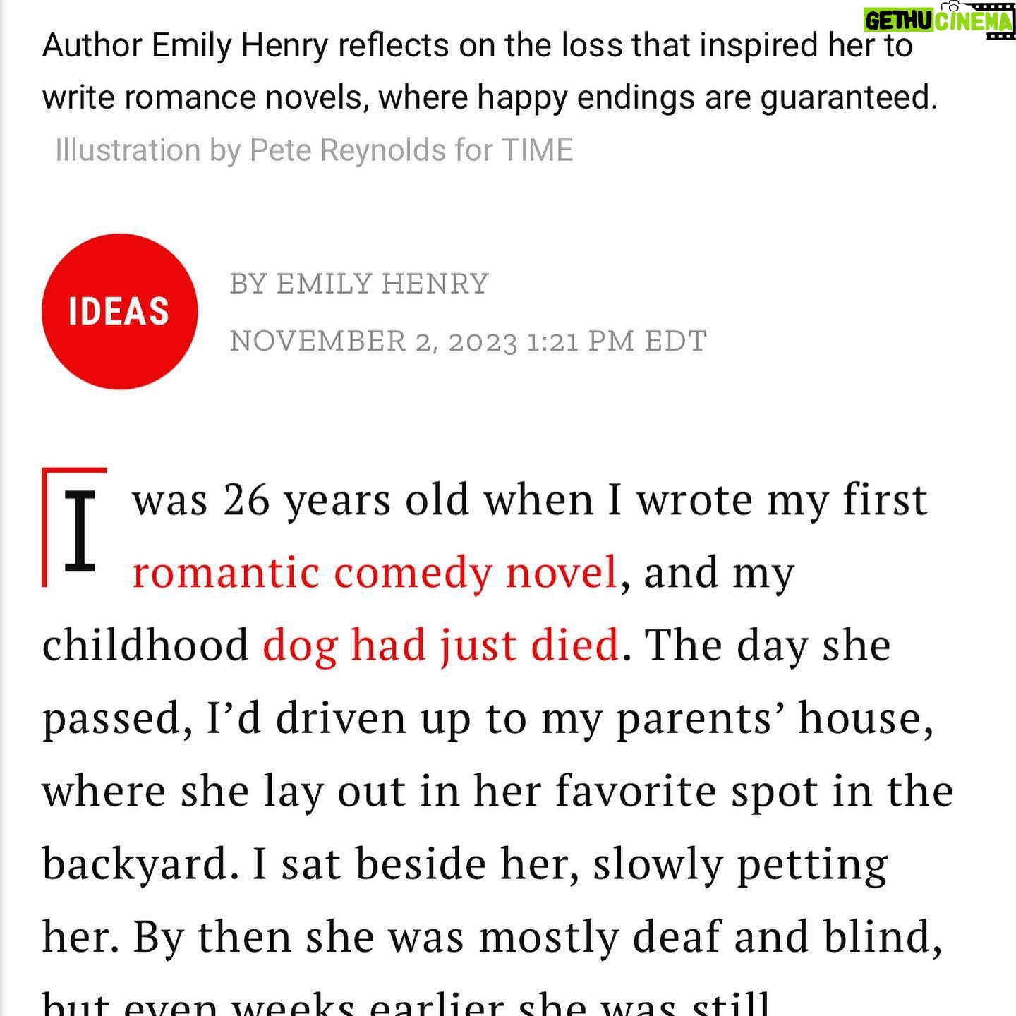 Emily Henry Instagram - Link in my stories. 💗 huge thanks to @time and @lucyfeld for letting me bare my heart.