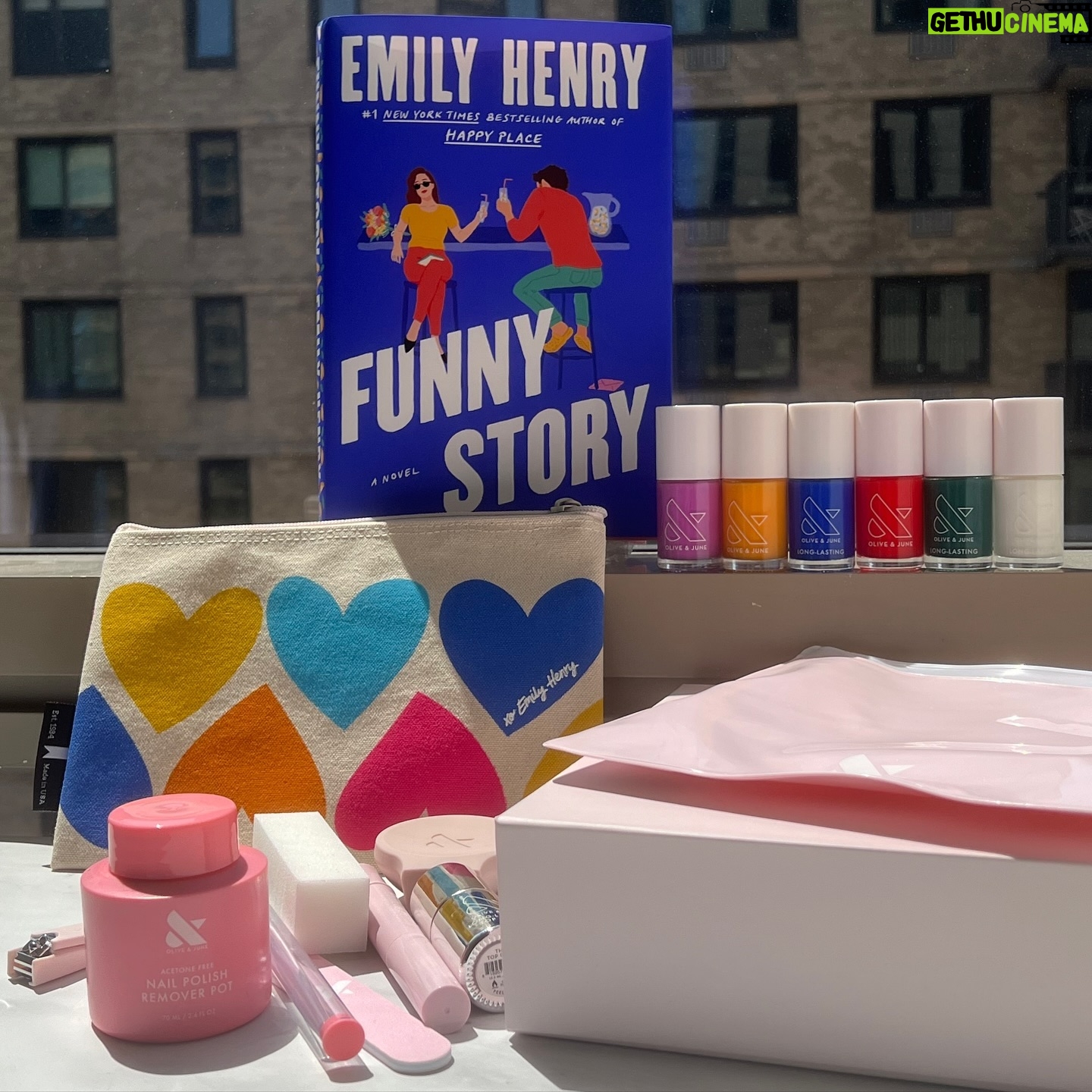 Emily Henry Instagram - ✨ GIVEAWAY ALERT ✨ Let’s celebrate the start of summer with a special giveaway! 🍋 We’ve partnered with @oliveandjune and @outofprint for a giveaway where you can enter for a chance to win a copy of Funny Story by Emily Henry, a Funny Story pouch from Out of Print, and a mani system from Olive & June with six polishes to match the vibes of Funny Story! How to enter: · Follow @berkleyromance @oliveandjune @outofprint and @emilyhenrywrites · Tag a friend in the comments! US only. Enter before 11:59pm ET on June 3. Must be 18 and older to enter. Void where prohibited or restricted by law. See official rules at https://bit.ly/4aVqnj5.