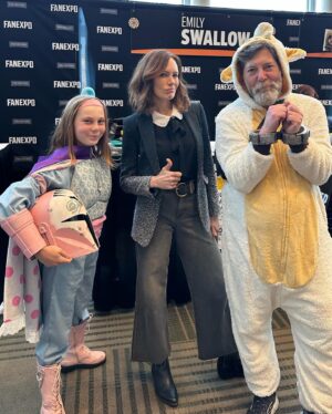 Emily Swallow Instagram - Some of my fave moments from @fanexposf:
- exposing the realities of how Bo and The Armorer spend their time now that peace reigns on Mandalore
- prom photos with Carl
- amazing Armorer and Bo Katan cosplay, including Bo KaPeep 🐑
- Fangirling over Tem, Daniel and Vivien
- a happy smile on my face because @officialcarlyking moderated such an awesome panel 

What an incredible weekend!  Thank you everyone for your beautiful welcome.  See you next time!

#thisistheway #fanexpo #comiccon #floss #emilyswallow #kateesackhoff #carlweathers #temuramorrison #daniellogan #vivienlyrablair #cosplay #bokatan #thearmorer #themandalorian