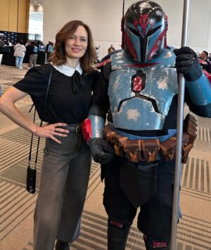 Emily Swallow Instagram - Some of my fave moments from @fanexposf:
- exposing the realities of how Bo and The Armorer spend their time now that peace reigns on Mandalore
- prom photos with Carl
- amazing Armorer and Bo Katan cosplay, including Bo KaPeep 🐑
- Fangirling over Tem, Daniel and Vivien
- a happy smile on my face because @officialcarlyking moderated such an awesome panel 

What an incredible weekend!  Thank you everyone for your beautiful welcome.  See you next time!

#thisistheway #fanexpo #comiccon #floss #emilyswallow #kateesackhoff #carlweathers #temuramorrison #daniellogan #vivienlyrablair #cosplay #bokatan #thearmorer #themandalorian