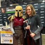 Emily Swallow Instagram - Is there a better place to be on Star Wars Day than at a fan convention? The joy was absolutely electric. However, we all know that, no matter how boisterous and confident we may seem on the outside, there could be shadows lurking beneath the surface that no one knows but we ourselves. On #thisisthewaywednesday, I want to tell you about a group of fans I met who walk The Way in a real, practical, uplifting way that was truly a day-to-day endeavor. They’d been talking online for a year, and this convention was their first in-person meeting. Between them, they knew they were dealing with severe social anxiety, a seizure disorder and other physical and emotional difficulties that might very well keep many people home in isolation. But they also had something else in common: a desire to trust each other, to practice vulnerability and to support each other. I saw them multiple times through the weekend in various states of joy and exhaustion, and I heard how they navigated tricky moments including panic attacks. At the end of the convention, they were tired and ready for rest, but they were SO joyful that they’d had the experience and stuck with each other (and with themselves) through it all. I am continually inspired by the way all of you lift each other up even with a strength you didn’t know you had. When we are acting in service to someone we love, we realize we could probably stand to show ourselves that same love, gentleness and courage. This is the Way. P.S. I lost track of which of my fabulous Armorers was which, so please forgive me if I’ve mistagged you or didn’t know your handle! Tag yourselves please! #mentalhealthawareness #thisistheway #community #comiccon #anxiety #loveoneanother #thearmorer #alwayskeepfighting