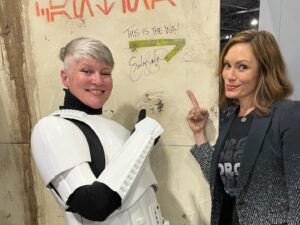 Emily Swallow Instagram - Is there a better place to be on Star Wars Day than at a fan convention?

The joy was absolutely electric.

However, we all know that, no matter how boisterous and confident we may seem on the outside, there could be shadows lurking beneath the surface that no one knows but we ourselves. 

On #thisisthewaywednesday, I want to tell you about a group of fans I met who walk The Way in a real, practical, uplifting way that was truly a day-to-day endeavor.  They’d been talking online for a year, and this convention was their first in-person meeting.  Between them, they knew they were dealing with severe social anxiety, a seizure disorder and other physical and emotional difficulties that might very well keep many people home in isolation.  But they also had something else in common: a desire to trust each other, to practice vulnerability and to support each other.  I saw them multiple times through the weekend in various states of joy and exhaustion, and I heard how they navigated tricky moments including panic attacks.  At the end of the convention, they were tired and ready for rest, but they were SO joyful that they’d had the experience and stuck with each other (and with themselves) through it all.

I am continually inspired by the way all of you lift each other up even with a strength you didn’t know you had.  When we are acting in service to someone we love, we realize we could probably stand to show ourselves that same love, gentleness and courage.  This is the Way.

P.S. I lost track of which of my fabulous Armorers was which, so please forgive me if I’ve mistagged you or didn’t know your handle!  Tag yourselves please!

#mentalhealthawareness #thisistheway #community #comiccon #anxiety #loveoneanother #thearmorer #alwayskeepfighting