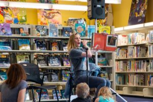 Emily Swallow Instagram - Y’all, if you’re ever invited to story time with @therealkateesackhoff, go!  We got to read to some foundlings at @jaxlibrary while we were in town  for @collectiveconvention.  She had laryngitis but that did not stop her!

Also- the entrance to the children’s section is magical.  I wanted to stay there listening to forest sounds all day!

#tbt #throwback #thisistheway #forthefoundlings #emilyswallow #kateesackhoff #girlpower #storytime #dropeverythingandread #library