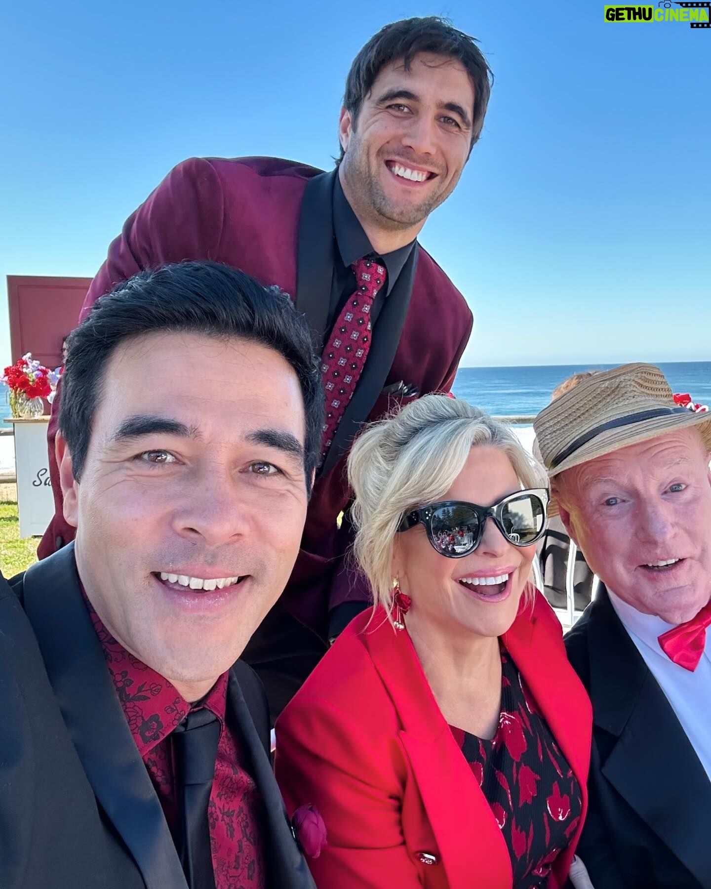Emily Symons Instagram - Bts from tonight’s @homeandaway ep in 🇦🇺 🍿♥️🍿 not a wedding but so fun for us all to dress up in RED! 💃🏼 loving the Maz red coat from @antheacrawford ♥️ thank you @shelleymurraycostume 🙌🏼♥️🥶♥️