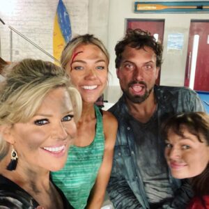 Emily Symons Instagram - Still smiling after the sad demise of La Cucaracha 🎶🌮🧯so much fun with @fro01 @jrreyne @courtney_ally 💗💙💗