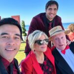 Emily Symons Instagram - Bts from tonight’s @homeandaway ep in 🇦🇺 🍿♥️🍿 not a wedding but so fun for us all to dress up in RED! 💃🏼 loving the Maz red coat from @antheacrawford ♥️ thank you @shelleymurraycostume 🙌🏼♥️🥶♥️