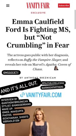 Emma Caulfield Ford Instagram - So yes I have MS. And yes I will be in the Agatha spin-off for @marvelstudios @marvel @mssociety  I hope you find the article helpful in answering questions. No matter what, I’m profoundly grateful for all that have and am full of love for all of you.