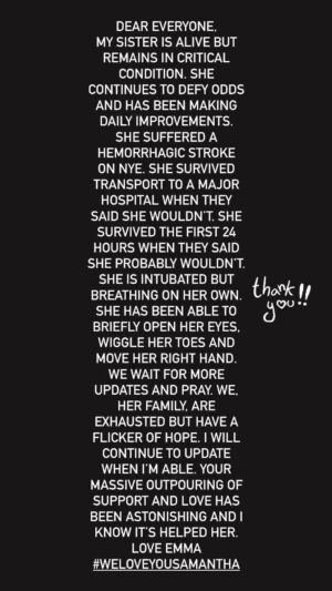 Emma Caulfield Ford Instagram - My sister, an update. ❤️