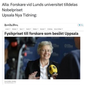 Emma Frans Instagram - När forskare vid Lunds universitet tilldelas Nobelpriset…