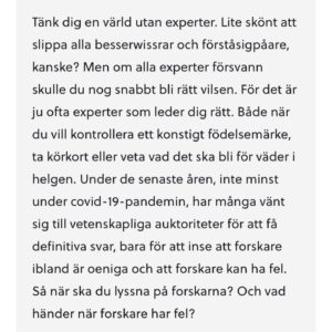 Emma Frans Instagram - Den 13 mars släpps min nya bok Expertparadoxen som handlar om när man ska och inte ska lyssna på forskare. Redan nu kan du förboka ett signerat ex på Bokus via länken som finns i min bio.