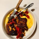 Emma Myles Instagram – Hi I made this pork chop a few nights ago and it was friggin amazing and the supporting cast was cheddar polenta with roasted eggplant and tomato confit and yes I was watching Real Housewives of the Potomac when I shot the glamour video thank you K BYE