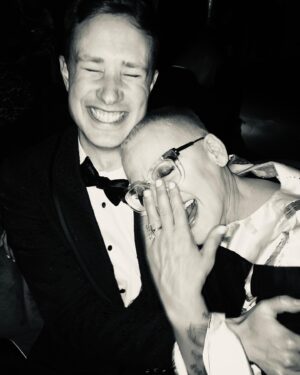 Emma Myles Instagram - Happy birthday to my love, my husband, and my dearest friend. You make me feel like how Taylor Swift feels when she sings about love feelings. I remain forever enchanted to meet you. For anyone wondering what quarantine was like in our house, scroll to last slide. And along the way enjoy the many reasons I adore my Mr. Darcy.
1) He’s chronically 12 years old
2) He’s beloved of Tank Girl
3) He’s fine as hell
4) He stands up for what he believes in
5) He educates himself on the things he doesn’t understand 
6) He’s the only reason I don’t have panic attacks at fancy events
7) He laughs at my stupid jokes
8) He always brings lacroix home
9) This is self explanatory but is also worth pointing out that he became Haley Joel Osment during lockdown.
