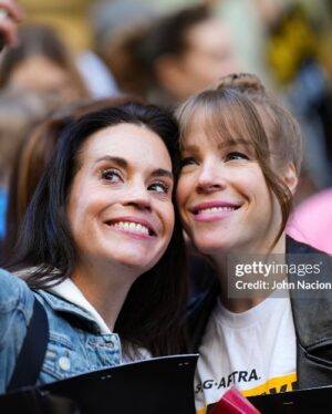 Emma Myles Instagram - Today was a wild turn out walking alongside our peers. Shout out to my bestie Jenna who looks exactly like Neve Campbell here, shout out to my face for summing up the vibe of how we all feel, and shout out to finally meeting my hero Radio Man. I can’t tell you how many times I’ve yelled “SCHOOL IS FOR FOOLS LOOK AT MEEEEE” out of context. It was a big day. The solidarity is unbelievably strong. I will always be proud to be an actor. And hopefully someday soon the studios will be proud to have us and give us a contract that reflects that. Until then, we’ll see you on the line. 
📸 @gettyimages