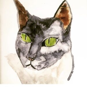 Emmanuelle Béart Instagram - Mon chat adoré qui s’en va petit à petit ...my beloved cat who goes away little y little. 😥 🎨 #byme