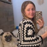 Emme Rylan Instagram - A shrug and a pug. 😬 #crochetersofinstagram #pugsofinstagram