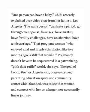 Erica Chidi Cohen Instagram - thanks to @bustle for sharing about my work and LOOM. 

one thing i quickly discovered while working as a doula was that pregnant people clung to the same desires and interests that they’ve always had. being pregnant and becoming a mother, didn't mean they didn’t want to be sexual anymore, dream big or take risks. if anything, they yearned for those things even more or felt finally empowered enough to say “no” and fiercely claim themselves for the first time. becoming a mother is potent evolution and our program focuses on holding space for that—without judgement and with modern tools for figuring it out on your terms. all the words are over on bustle.com and you can discover more about our pregnancy and postpartum program at @loomhq 
📸: @amyharrity ✨☁️