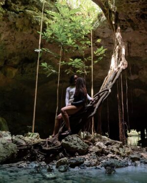 Erica Chidi Cohen Instagram - getting engaged while submerged within a cenote, surrounded by ancient water and stalagmites is  emblematic of our love and everything it took to get to this moment. you are by far my greatest teacher and friend. thank you for choosing me and saying yes. 💍