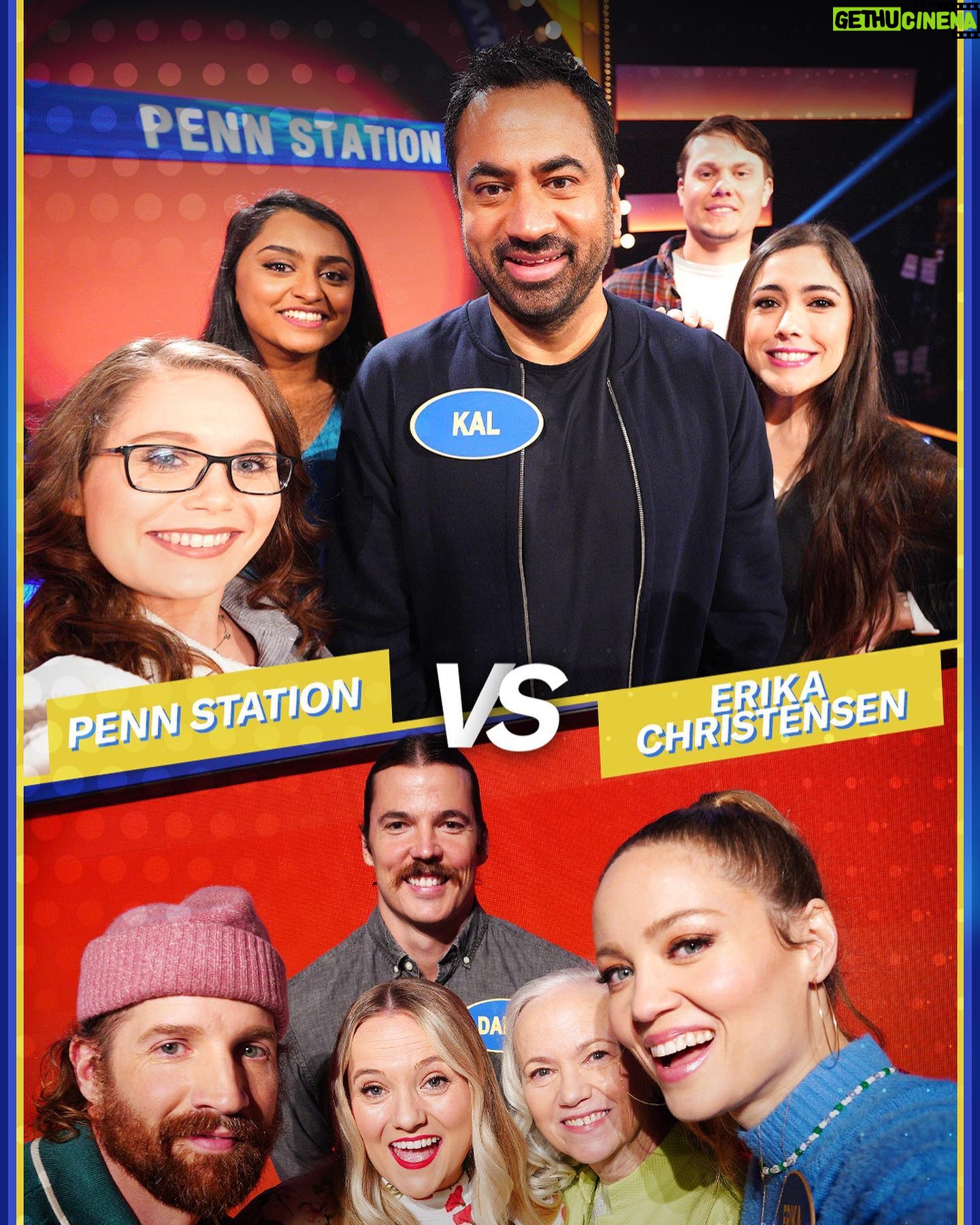 Erika Christensen Instagram - Tonight’s the night! Please enjoy the ridiculousness of @familyfeudabc 😆 8/7c on @abcnetwork Team Christensen vs. @kalpenn’s “Penn Station” 💪🏼 💪🏼 🧠
