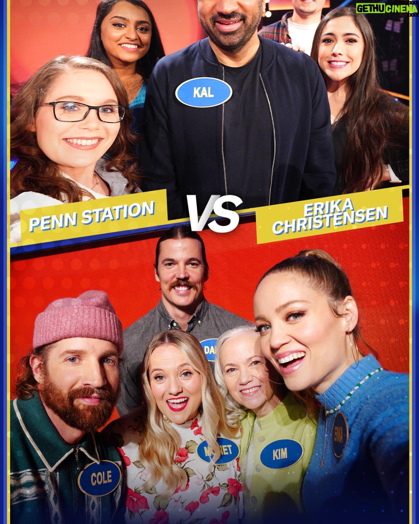 Erika Christensen Instagram - Tonight’s the night! Please enjoy the ridiculousness of @familyfeudabc 😆 8/7c on @abcnetwork Team Christensen vs. @kalpenn’s “Penn Station” 💪🏼 💪🏼 🧠