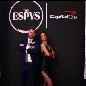 Erin Cahill Instagram - What an HONOR to be invited to the ESPYS!! So thrilled to be there amongst all those incredibly talented humans!  Huge thank you to @cathycardenaspr @rachelnicolepagan for the fantastic make-up and @daliamacphee for the incredible dress! (& thank@you @people for the 📸 & @skirtmypump for watching over me!).