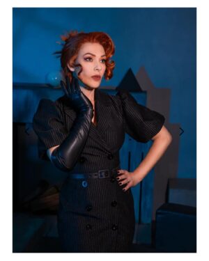 Erin Cummings Instagram - We’ve been waiting for months to share these images and the wait is finally over! 

The EXCITING and GLORIOUS collaboration between @vixen_by_micheline_pitt, @la_femme_en_noir_ & BEETLEJUICE has just dropped on their pages.

I was thrilled when @michelinepitt asked me to embody the role of Delia, brilliantly portrayed in the movie by my idol, #CatherineOhara, for this shoot. 

I hope you have as much fun wearing these beautiful dresses and accessories as I did modeling them! 

#vixenbymichelinepitt #lafemmeennoir #beetlejuice