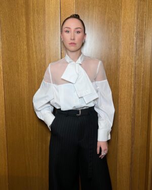 Erin Doherty Instagram - Thank you to these absolute legends for making this happen.

Hair @thebradylea
Makeup @busterknight 
Styling @mayazep 
Look @sacaiofficial 
Jewellery @aspreylondon 
Shoes & Bag @louboutinworld 

What a send off @thecrownnetflix