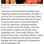 Erin Richards Instagram - Thanks to the @guardian for listing #savethecinemafilm as one of its seven films to watch this week. Premieres Friday 14th on Sky Cinema and is a lovely story about saving the Lyric Theatre in West Wales in the 90’s from being demolished. ❤️❤️❤️ And yes I am aware of the irony of a film called Save the Cinema coming out on TV, but these are the times we live in. Go watch more films in the cinema!