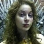 Esmé Bianco Instagram - #houseofthedragon were just warming the throne for the real Queen 👑😝 ・・・ Look what I just found in the dusty recesses of my phone!!! #sneaky #selfie on the #ironthrone #gameofthrones #fbf #rip #ros #allbeatup #forthethrone 👑⚔️💔