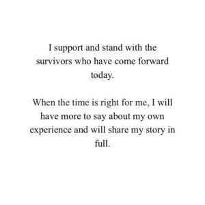 Esmé Bianco Instagram - I support and stand with the survivors who have come forward today. When the time is right for me, I will have more to say about my own experience and will share my story in full