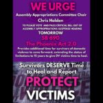 Esmé Bianco Instagram - 🚨URGENT CALL TO ACTION!! 🚨 CALL Assembly Members Holden's office at (916) 319-2041 to let him know you support The Phoenix Act 2.0 ‼️SB690 The Phoenix Act 2.0, which further extends the statute of limitations on domestic violence crimes in CA to 15 years, is currently on suspense in Appropriations committee. Please share and ‼️ TAG @asmchrisholden ‼️ urging him to support survivors by passing the bill out of committee on Sept 1st. Spread the word! Let’s give survivors the time they need to heal and seek justice ✊🏻💜 @sensusanrubio #domesticviolence #phoenixact