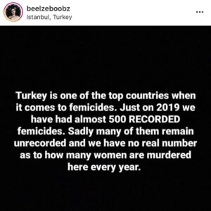 Esmé Bianco Instagram - The “why” behind #challengeaccepted I stand in solidarity with my sisters around the globe as we continue to fight to end violence against womxn. You can learn more from the following orgs @auturkishculturalclub @morcati_vakfi @tapvakfi @ucansupurgeder @cinselsiddetlemucadeledernegi thank you for this post @beelzeboobz 🖤