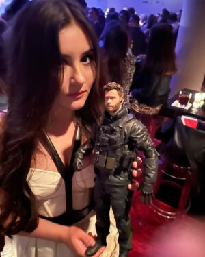 Eva Ariel Binder Instagram - It was so amazing to meet Chris Hemsworth at the Extraction 2 premiere.  His action hero doll! Currently only 2in the world!  @imncreative @chrishemsworth @netflix @extraction2film @extraction2film @agbofilms