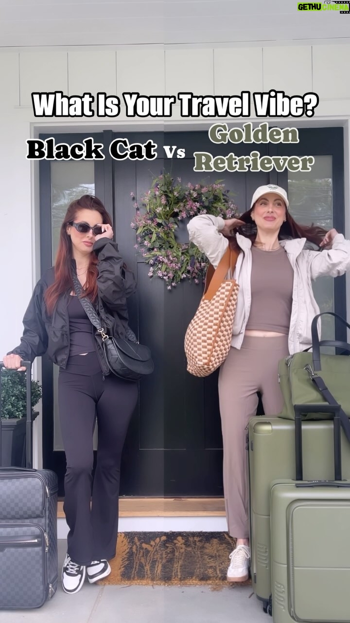 Eva Amurri Martino Instagram - Weigh in: are you the Black Cat or the Golden Retriever travel buddy??? ✈️🧳 All my favorite travel outfits are on HappilyEvaAfter.com today (link in bio) including all the pieces you see here! ❤️ Travel inspo, travel outfits, black cat vibes, golden retriever vibes, travel style, vacation, packing for vacation