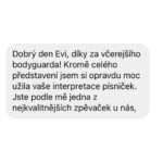 Eva Burešová Instagram – Čím více lásky a pozitivních věcí budeme světu dávat a ukazovat, tím více si je k sobě přitáhneme. 
A tak i já mám občas radost zasdílet vaše krásné zprávy, které mi posílate po představení. 
Děkuji vám z celého srdce ❤️🪬

Do konce sezóny ještě zbývá pár představení, přijďte se kouknout a třeba na sebe budeme mít štěstí 🌞