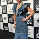 Eva Röse Instagram – @missevarose på året Ellegala. Styling av @jackiehammar Klänning skapad av remake designer @emeliienorberg (Allt material i klänningen kommer från återbrukade jeans) MUA @jackiestyling

smycken: @starstudio_pr @sagensweden @cbycjewelry @sandrateresasmycken 

Omslagsbild av: @amandacollden 
@ellesverige 

#conversion #fashion #sustainablefashion #streetstyle #upcycledfashion #creative #style #reworked #sewing #upcycling #vintage #stylish #savetheplanet #trend #sustainable #sustainability #designer #vintagefashion #vintageclothing #dress #designerdress #vintage #designerupcycled #upcycledfashion #craft #creativeideas #refashioned #denim #jeans