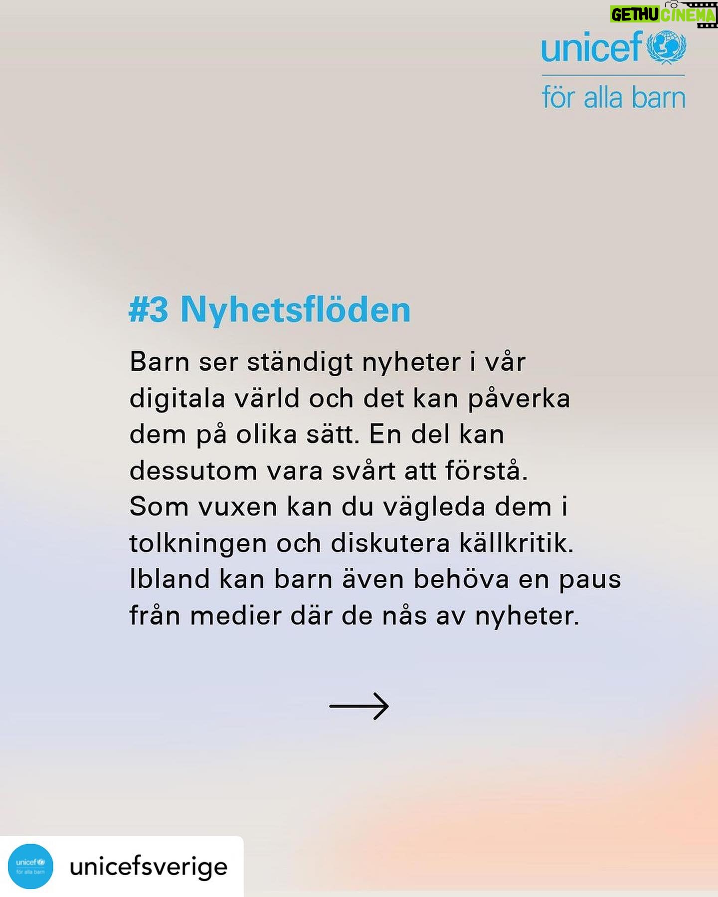 Eva Röse Instagram - Posted @withregram • @unicefsverige Just nu är det många som känner oro kring situationen runt om i världen. Och inte minst barnen. Barn har rätt till information, men även till skydd. Här har vi sammanställt fem tips som du som vuxen kan tänka på när du pratar med ett barn om oro och behöver vägledning. Spara gärna inlägget för att ha det nära till hands när det behövs. 💙 #FörAllaBarn
