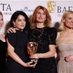 Eve Hewson Instagram – “Nothing worthwhile comes easy, Girleen!” 🇮🇪
I could not be happier for this result!!! So much work and love and dedication. And then it paid off!!!! @sharonhorgan @dearbhlawalsh @mermantvfilm @appletv
WHAT A FEELING!!!!!!! ✨✨✨
I am so sad I’m not in this photo but it is quite impossible to get a picture of all 5 of us looking in the same direction, giving our best angles.. (I see now why the spice girls had issues).. and all the girls are particularly gorgeous here.. So to be fair, I prefer this photo without me. However, I do really wish I was there to celebrate with my sisters. BUT in my mind,
somewhere in our Garvey girl universe, the celebrations continued to Eva’s house.. and Becka spent the night dancing on the kitchen table. Probably with her knickers on her head.
Because we won a Fuckin BAFTA. For being absolute legends.
YEOW!!