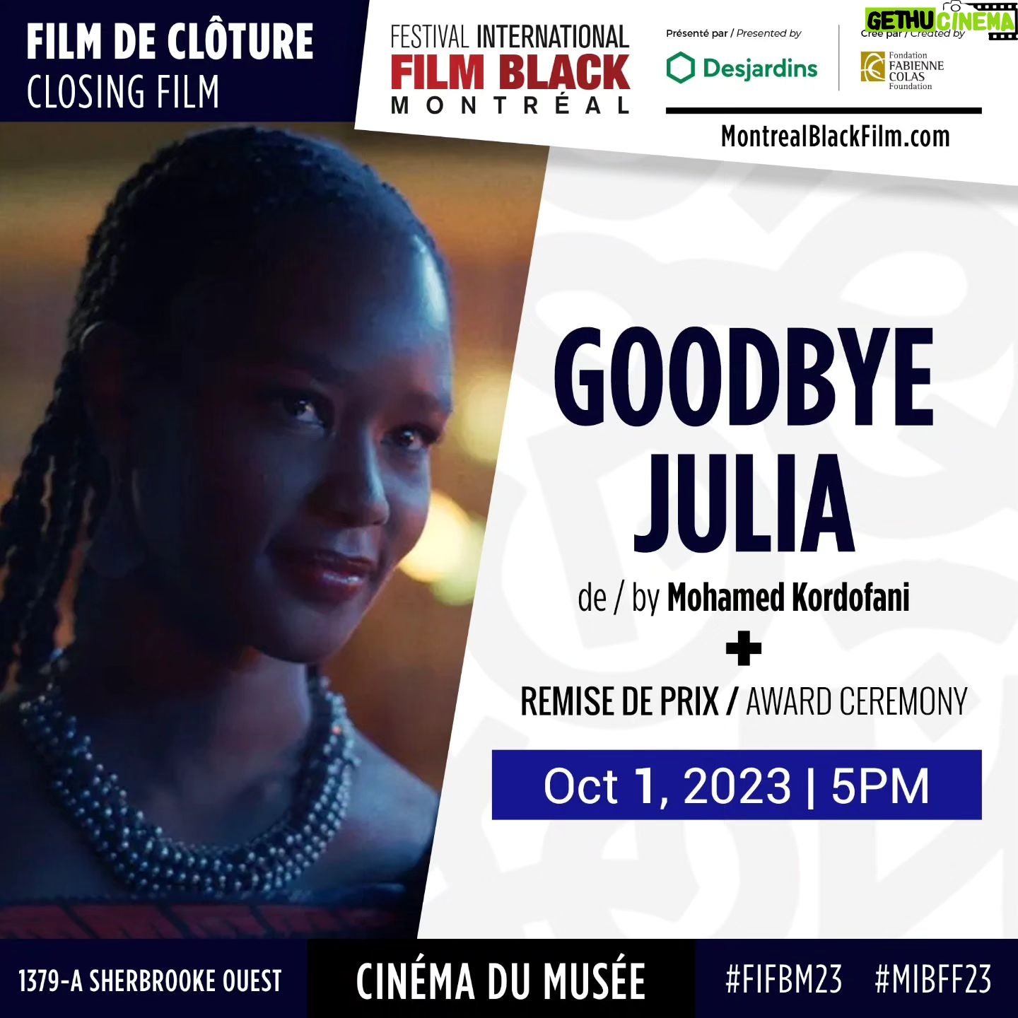 Fabienne Colas Instagram - Last Day (Oct. 1)! 19th @montrealblackfilmfest. Lots of films and activities for you, in-person & Online. Closing film: GOODBYE JULIA, by Mohamed Kordofani. Sudan's Official Entry for the 96th @theacademy Awards #Oscars 5PM - Cinema du Musée: TIX: www.MontrealBlackFilm.com #MIBFF23 ##FIFBM23 See you there!!!! #Exciting