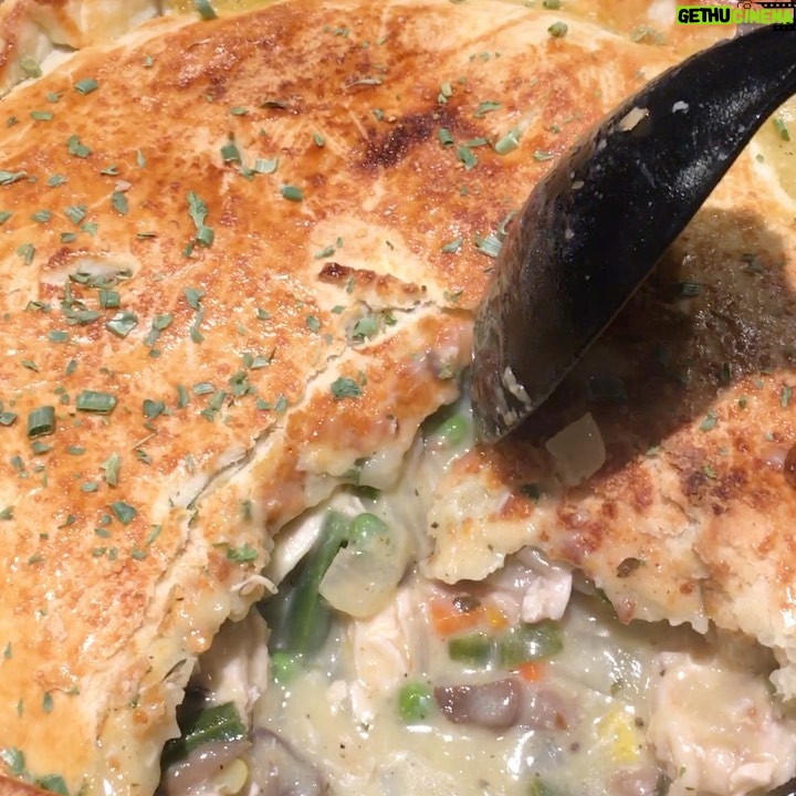 Faith Ford - 1.5K Likes - Tonight’s dinner..Iron skillet chicken & veggie pie! First time making gluten free crust. 🤓@campionmurphy gave it 👍🏼👍🏼 Mama Pat gave it a “Good job!”😉 It was tasty! Swipe⬅️😋🥧♥️
