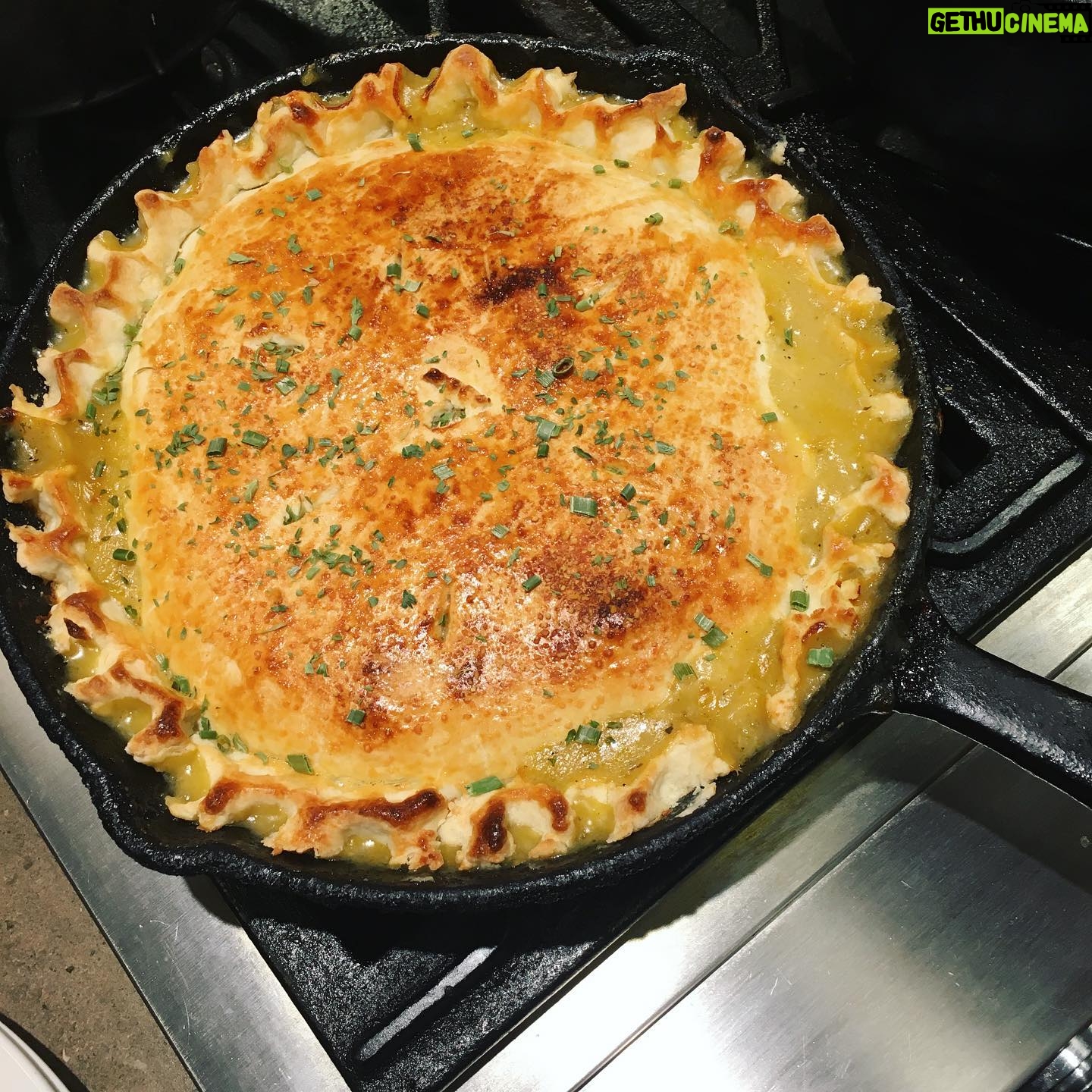 Faith Ford - 1.5K Likes - Tonight’s dinner..Iron skillet chicken & veggie pie! First time making gluten free crust. 🤓@campionmurphy gave it 👍🏼👍🏼 Mama Pat gave it a “Good job!”😉 It was tasty! Swipe⬅️😋🥧♥️