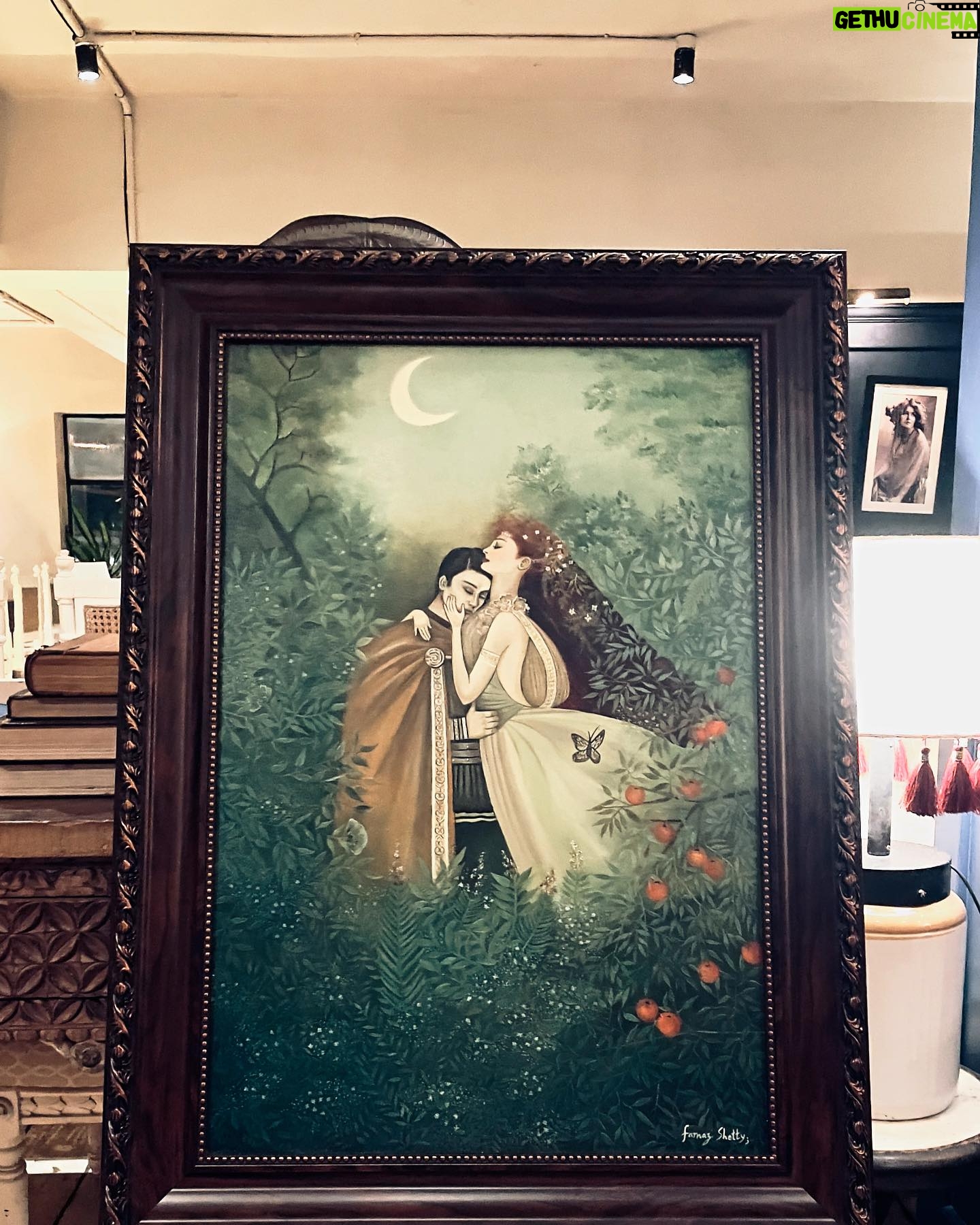 Farnaz Shetty Instagram - “Oil on Canvas “ Love and Fantasy . Tried my hands on oil colours for the first time I think by far it’s one of the best medium . . . . . . Recreated this art Not for sale Only for passion ⚛️ . . . . . . . . . . #recreate #oilpainting #oiloncanvas #practice #lovers #divine #excellence #paintings #paintingoftheday #paint #vintage #frame #artwork #artistsoninstagram #art #passion #proffession #persueyourpassion #colours #warmcolours #coolcolours #richcolor